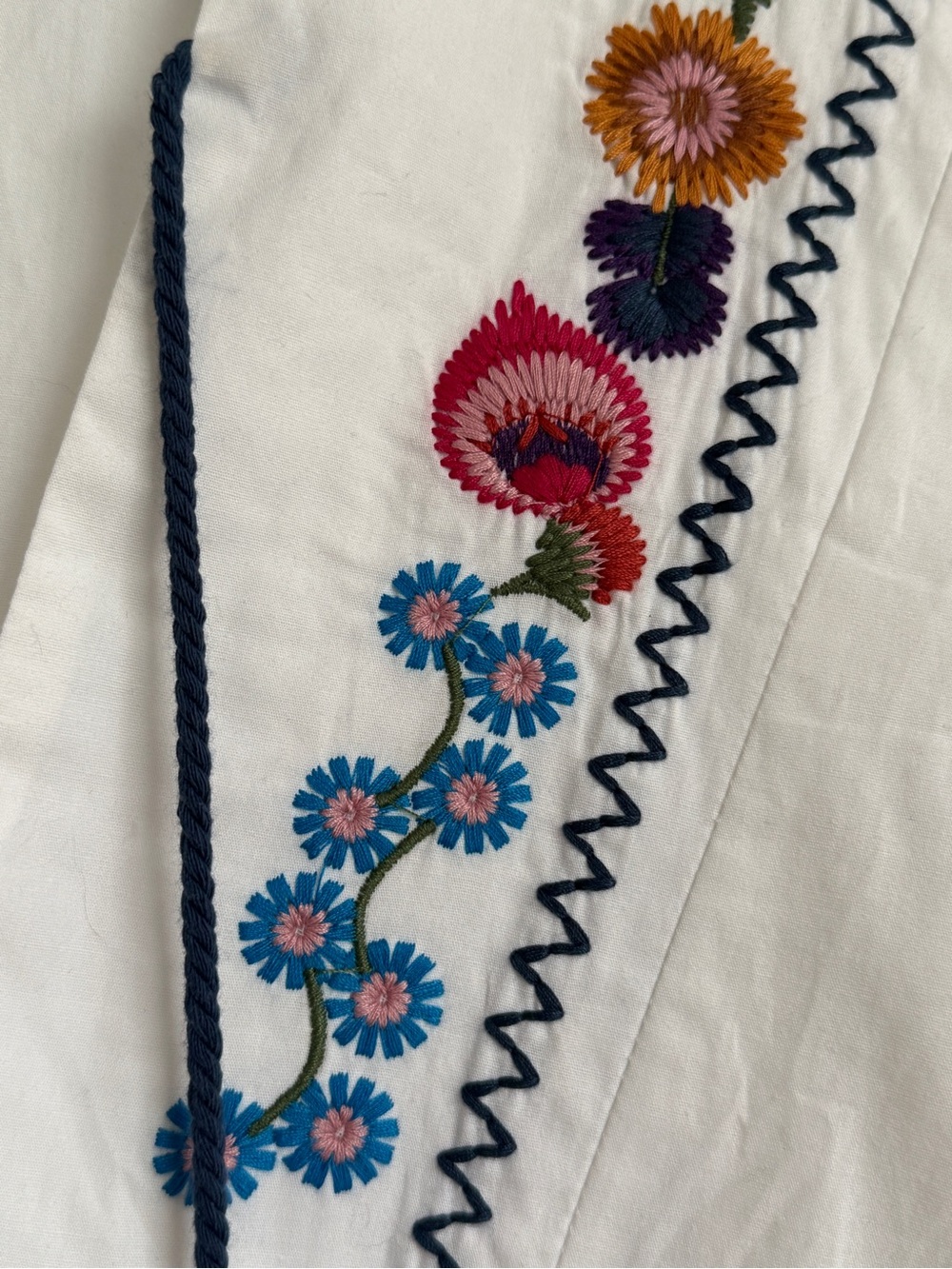 White Embroidered Boho Tunic with Tassels | Beach Cover Up - Picture 4 of 7